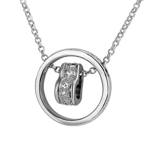 Lau-Fashion ladies heart necklace jewelry set 2 rings rhinestone gold-plated Ø 23mm