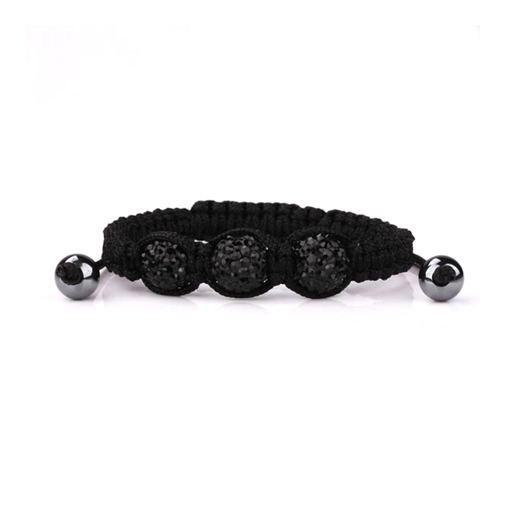 Edle Shamballa Kordel Armband Unisex Damen Königskette Schwarz Kugeln Schmuck Geschenk 10mm