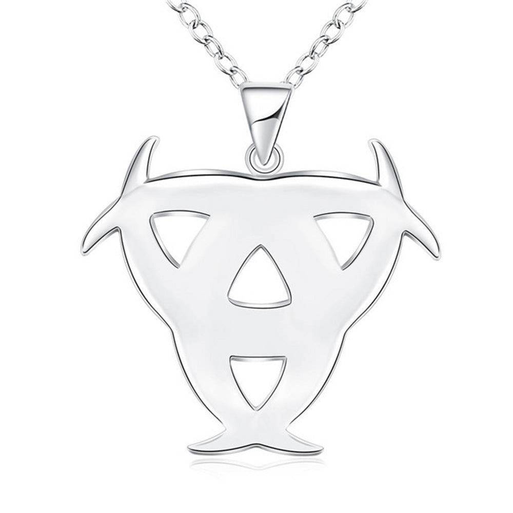 Silver Biohazard Symbol Solid Necklace Unisex Pendant Ø 31mm
