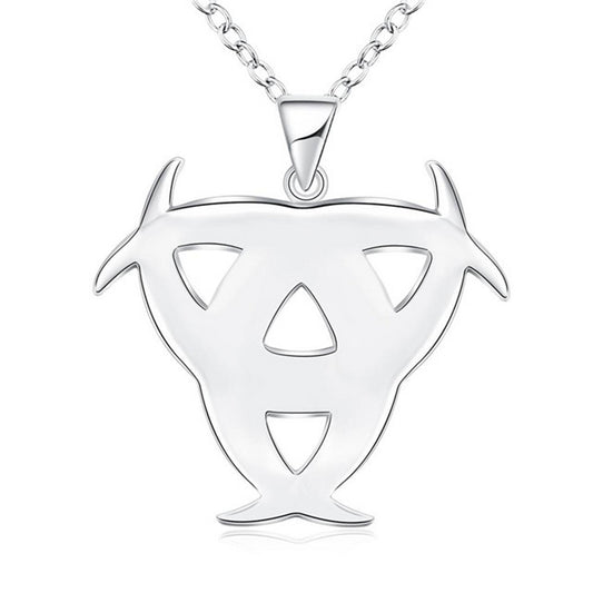 Silver Biohazard Symbol Solid Necklace Unisex Pendant Ø 31mm