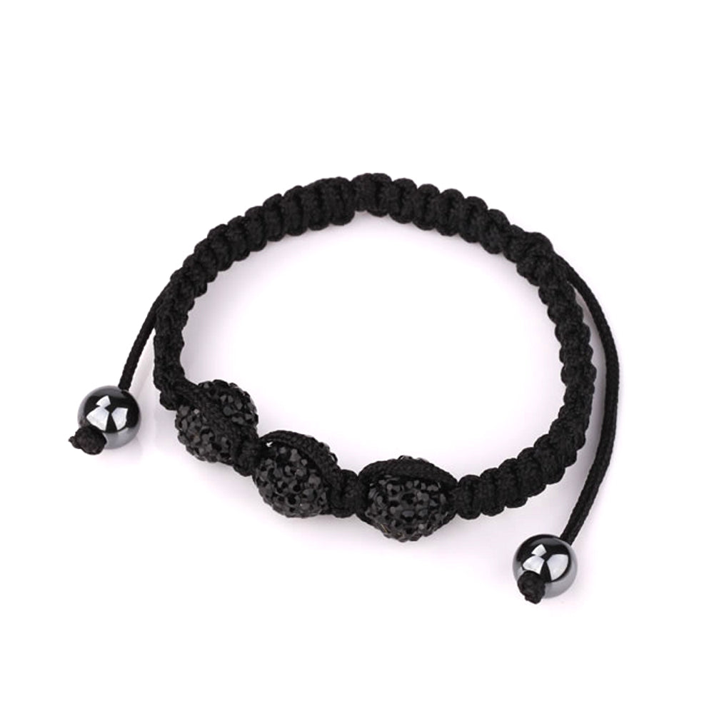 Edle Shamballa Kordel Armband Unisex Damen Königskette Schwarz Kugeln Schmuck Geschenk 10mm