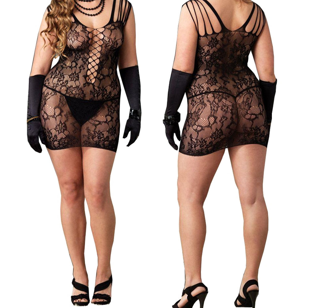 Women's Lace Catsuit Nylon Mesh Lingerie Open Gogo Sexy Lingerie Overall L/XL
