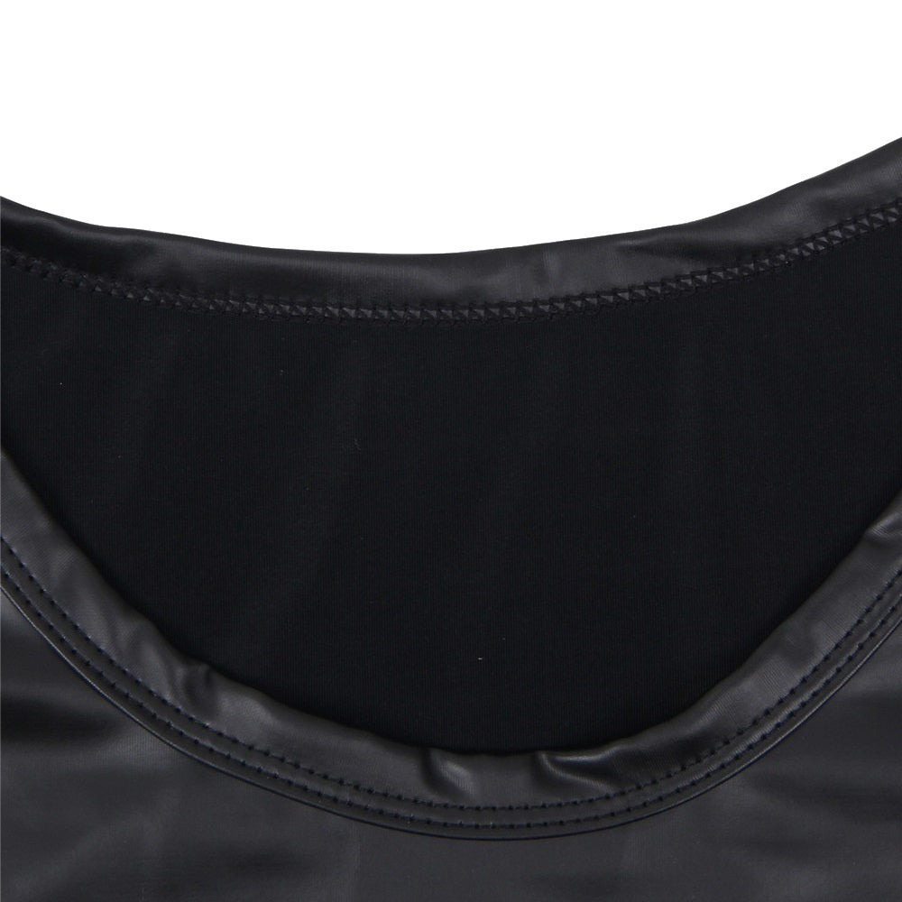 Leather Men's Underwear Short Sleeve T-Shirt Undershirt Lingerie Top M/XL - MP075