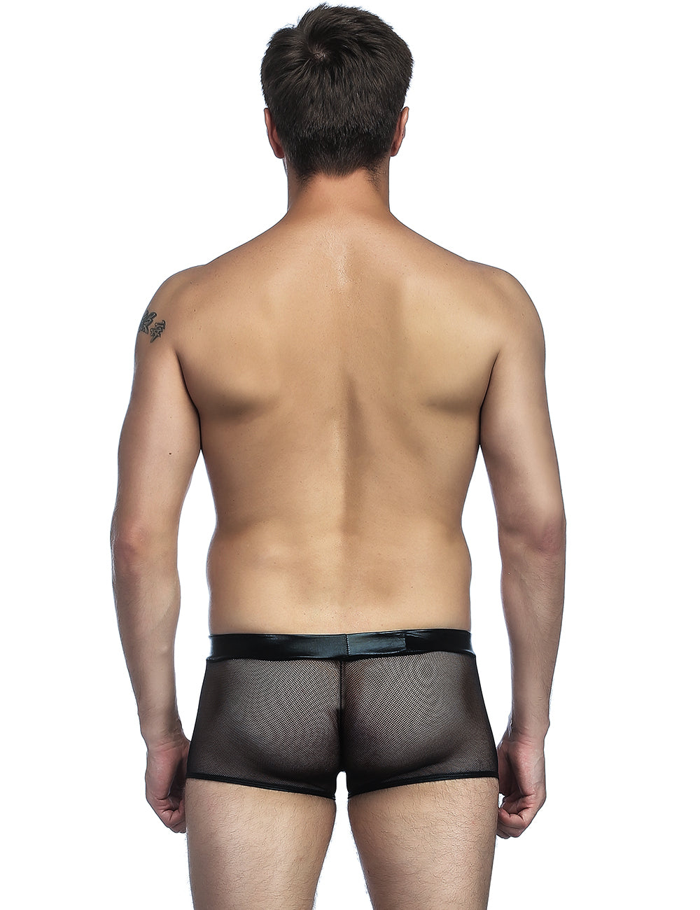 Sexy Herren Netz Boxershorts Slip Lack Leder Wetlook Männer Unterwäsche M/L