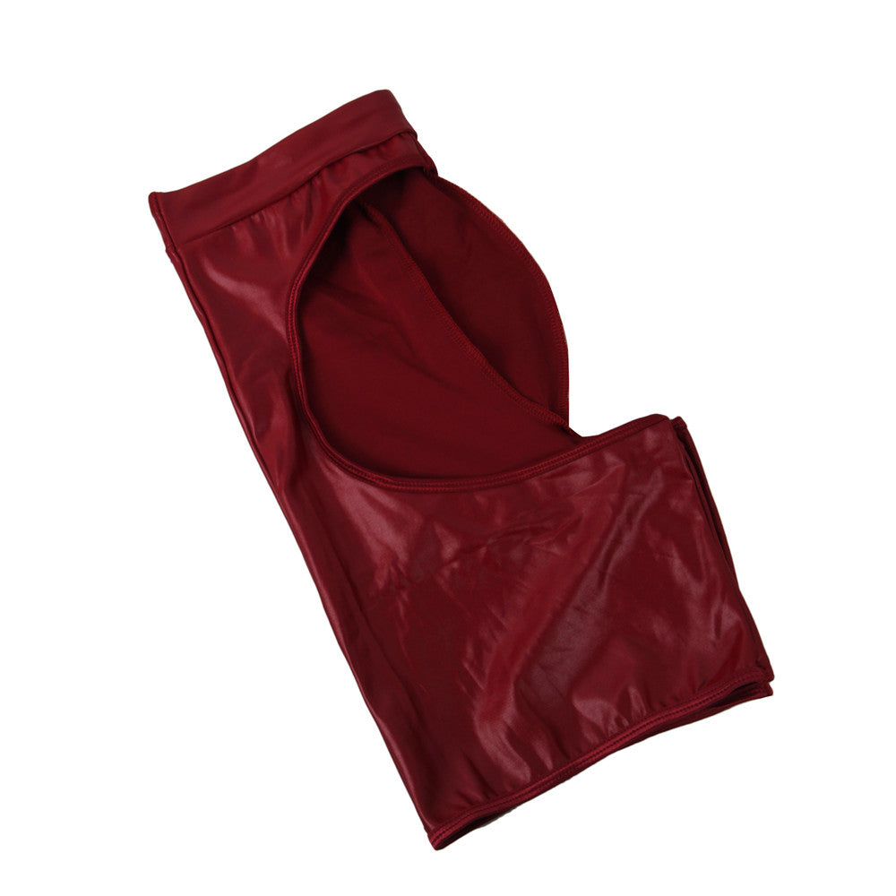 Sexy Leder Shorts Herren Enge kurze Hose Popo Offen Unterwäsche Dessous L/XL - MP064-1