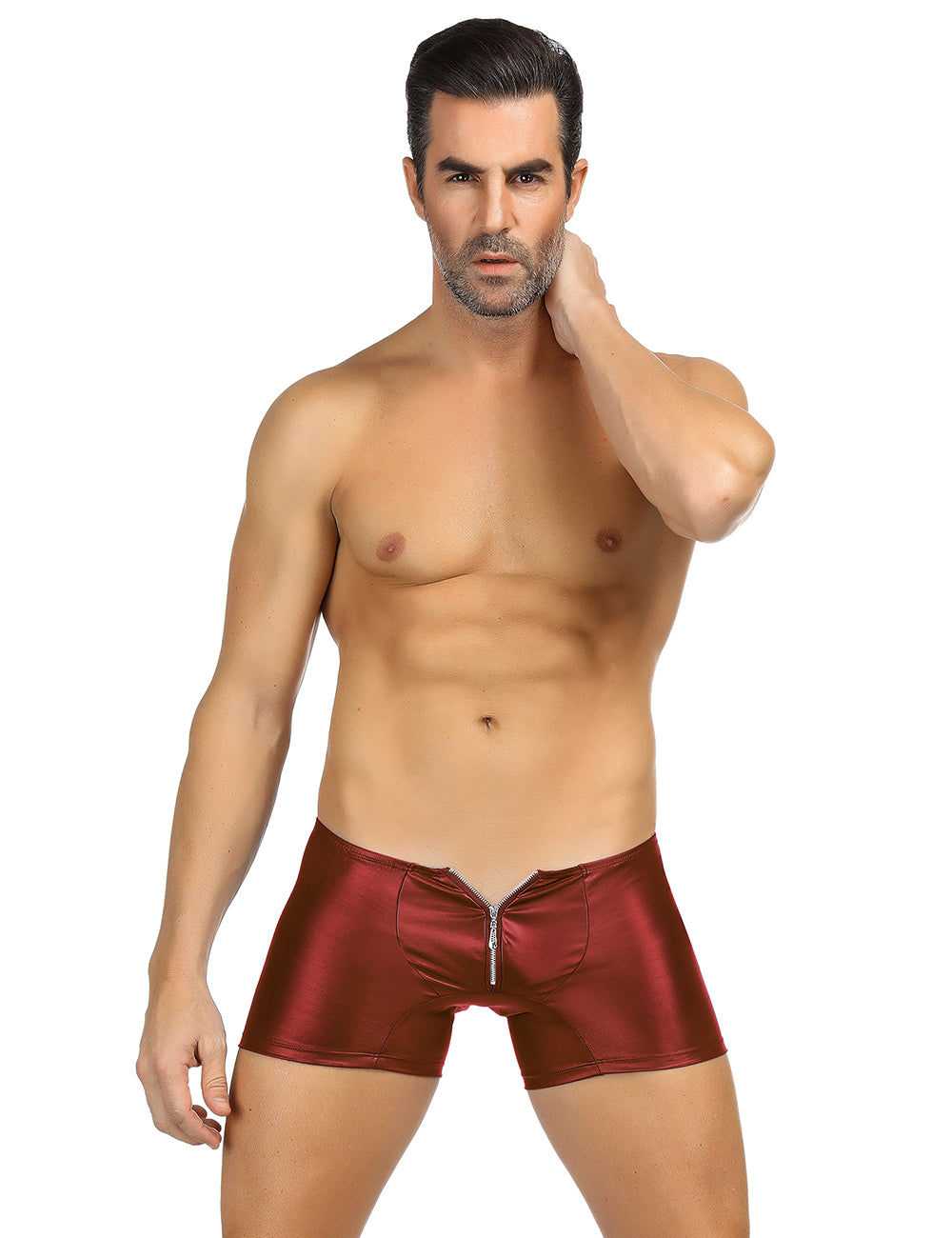 Boxershorts Zipper Wetlook Boxer Shorts Herren Slip Männer Hose Unterwäsche S/XL - MP069