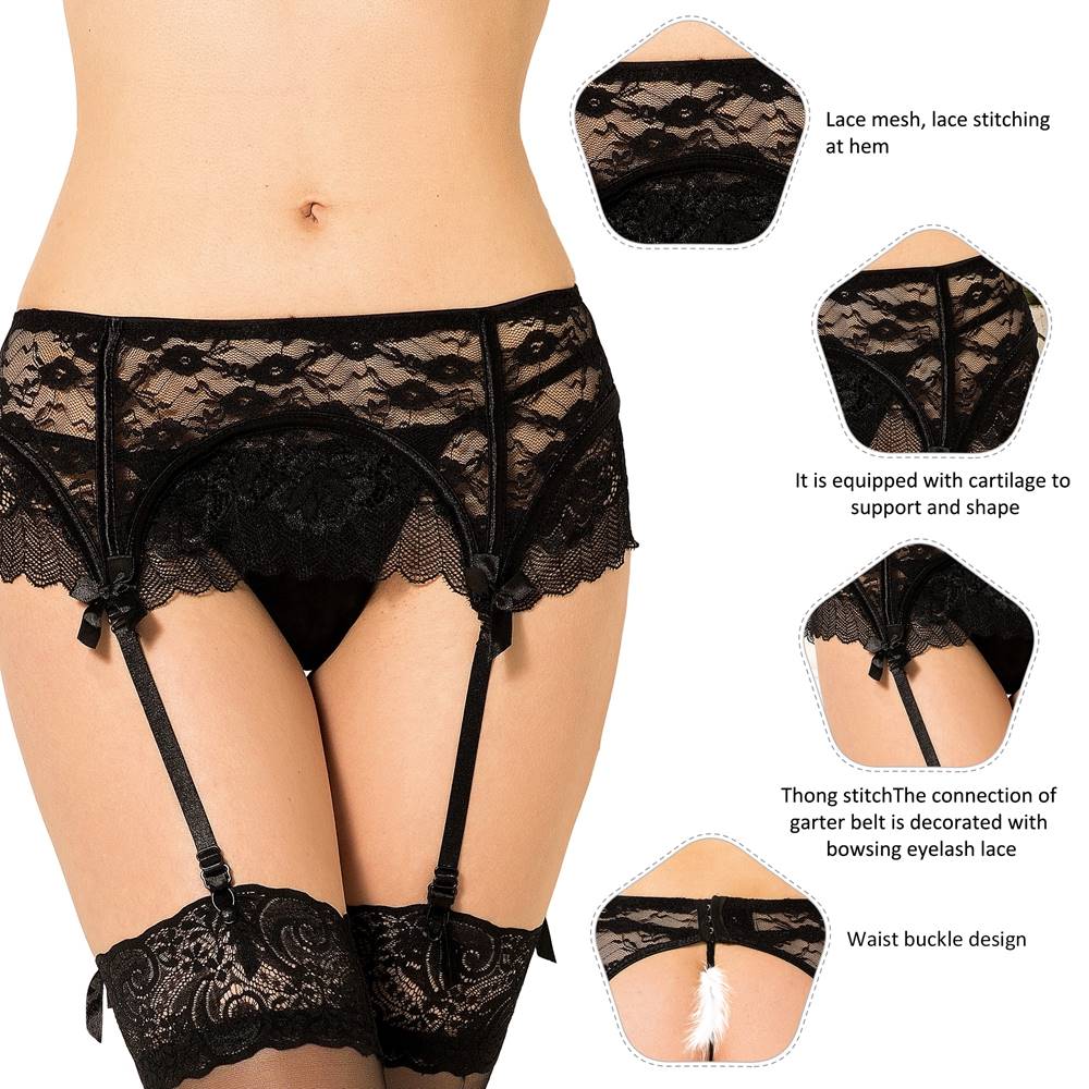 Garter Belt Underwear Suspender Belt Lace Lingerie G-String Thong S/XL - P5129-1