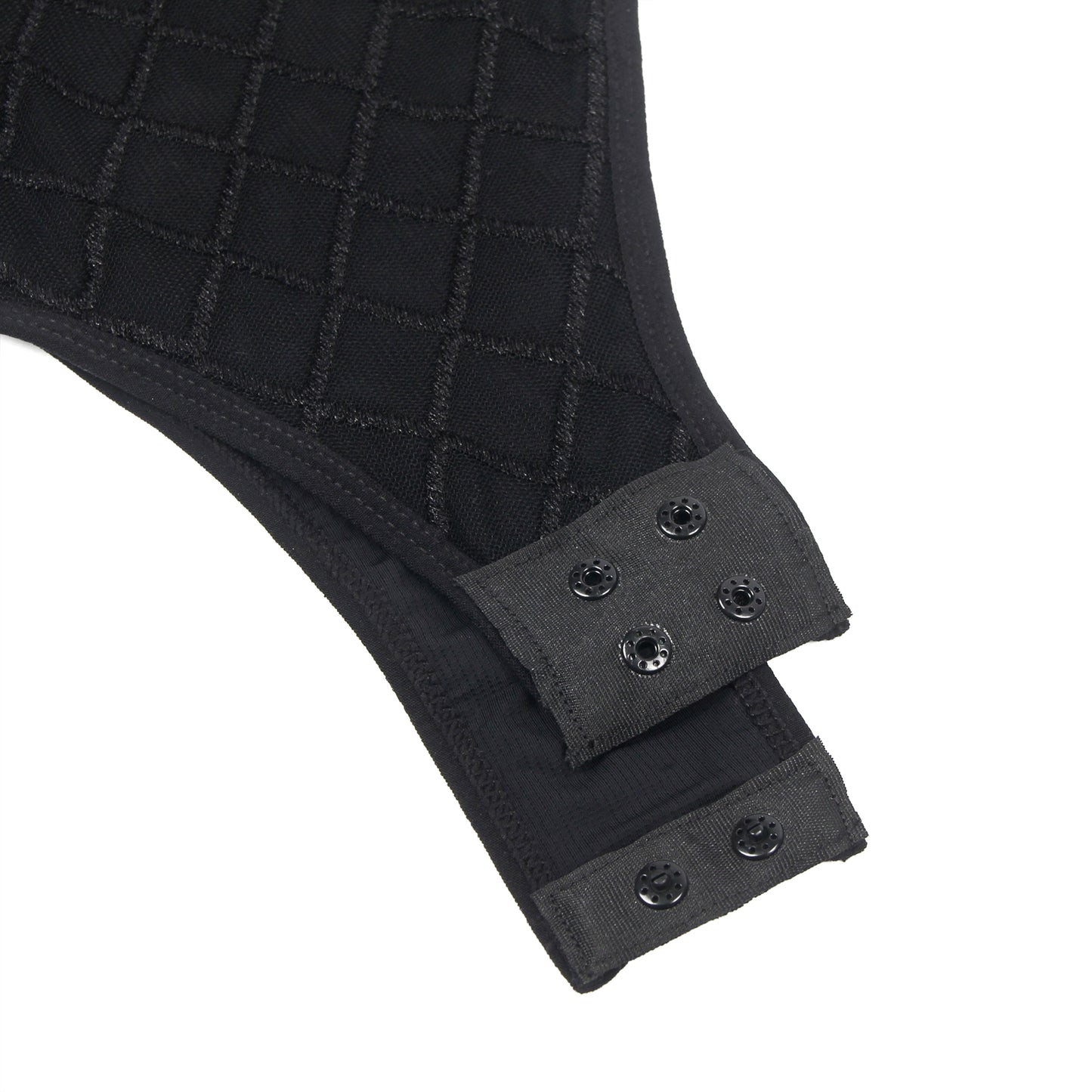 Black checked mesh bodysuit with high neckline - R81253