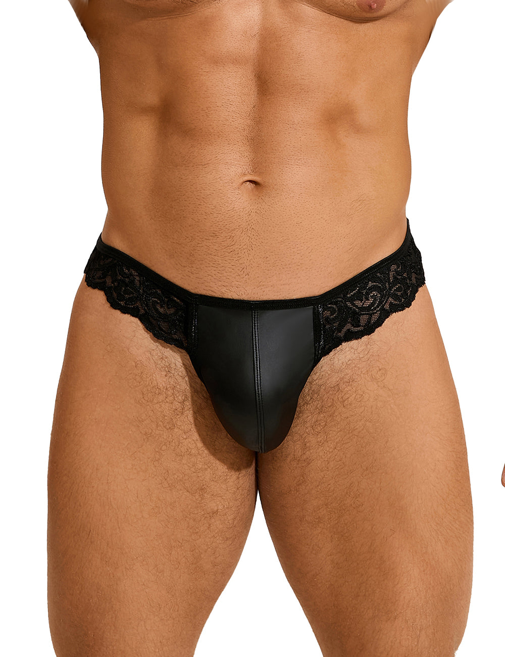 Männer Spitze Lack Leder Herren Wetlook Tanga Unterwäsche M/L/XL - MP289-1