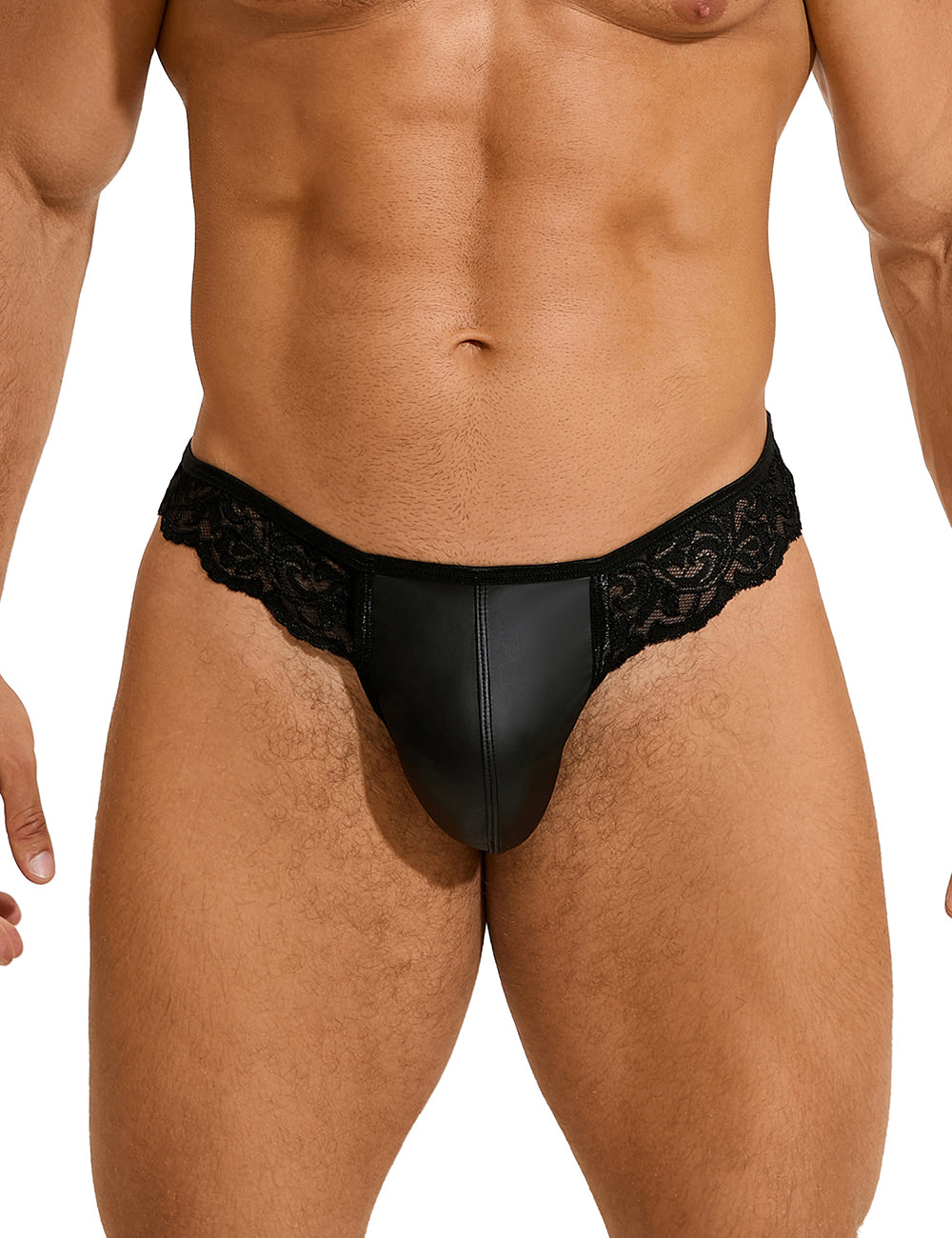 Männer Spitze Lack Leder Herren Wetlook Tanga Unterwäsche M/L/XL - MP289-1