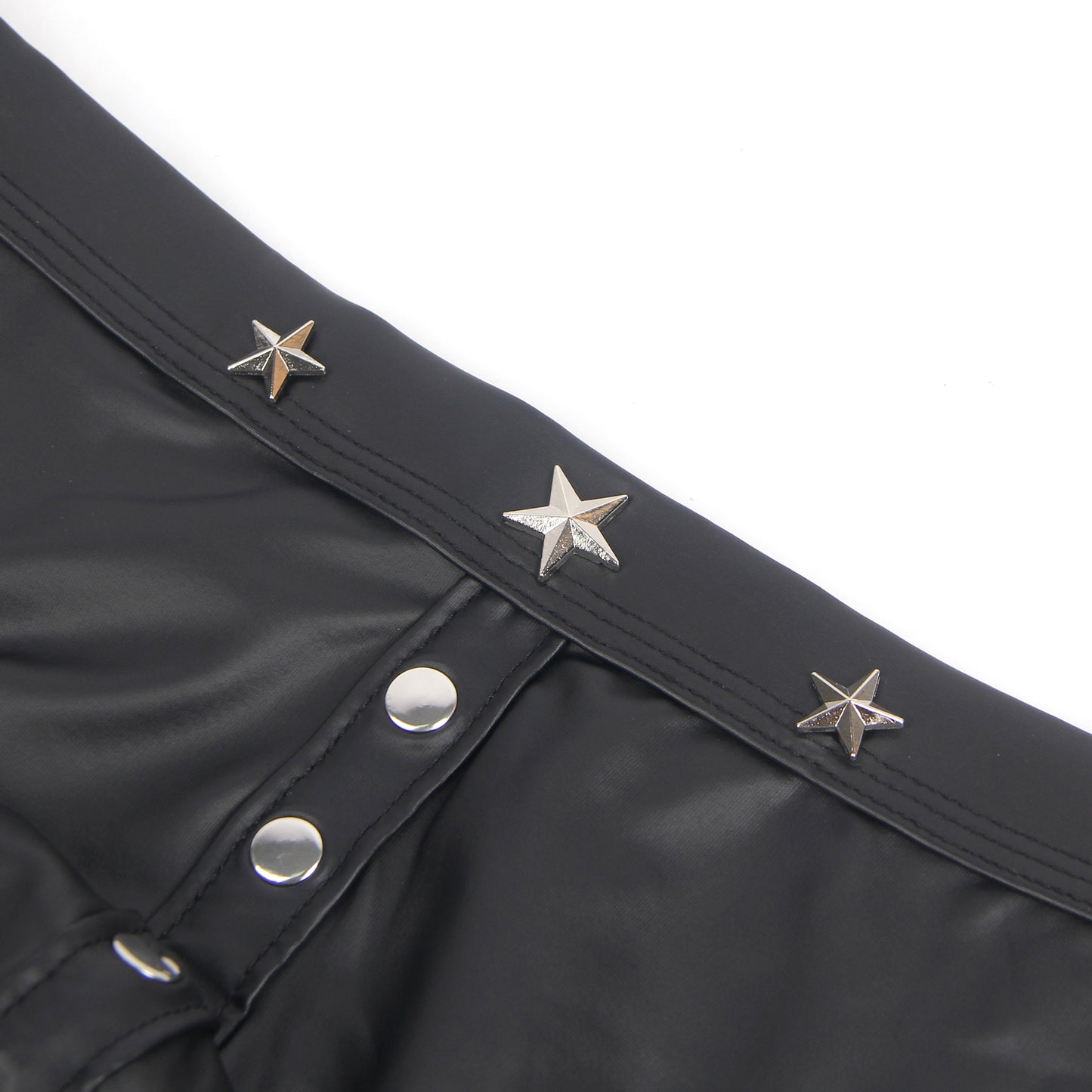 Men's rivets wetlook patent leather men's briefs black underwear M/L/XL - MP293
