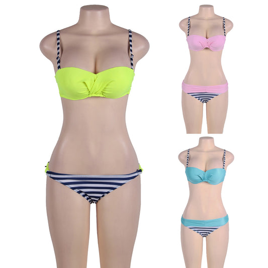 Fashion Neon Women's Push Up Halterneck Bikini Set Marine Cup Straps Beach M/L