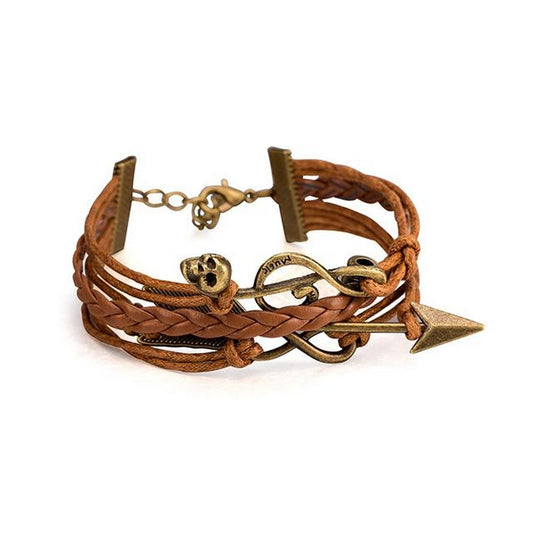 Unisex Leather Bracelet Arrow Infinity Brown Surfer Style Jewelry 17cm