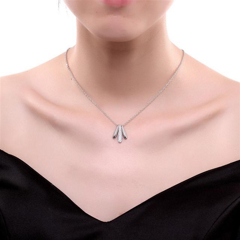 925 Sterling Silver Luxury Ladies Necklace 3 Rows Drop Zirconia Ø 18mm