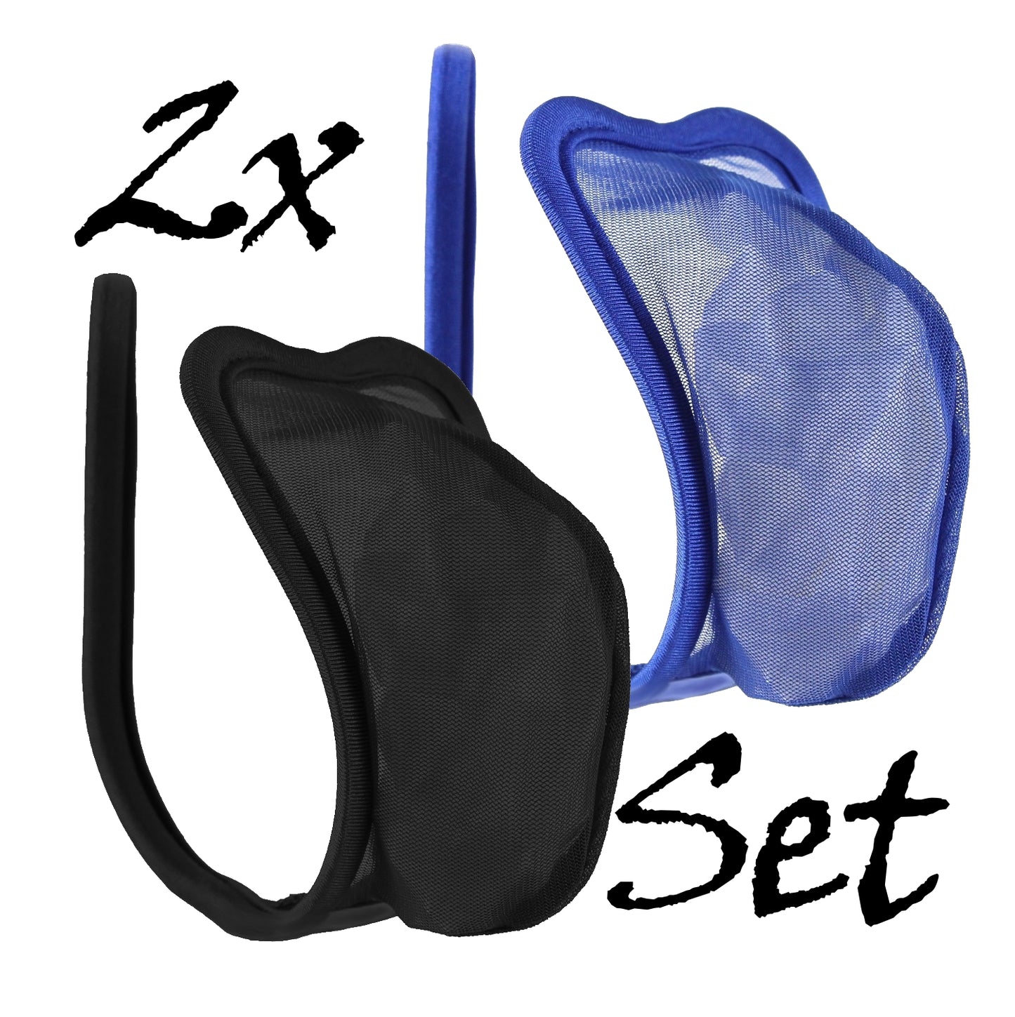 Set of 2 C-string black thong blue transparent men's panty net underwear S/M/L
