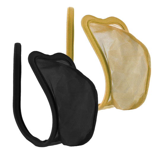 Set of 2 C-strings, black, beige, transparent men's thong, panty, mesh underwear, S/M/L