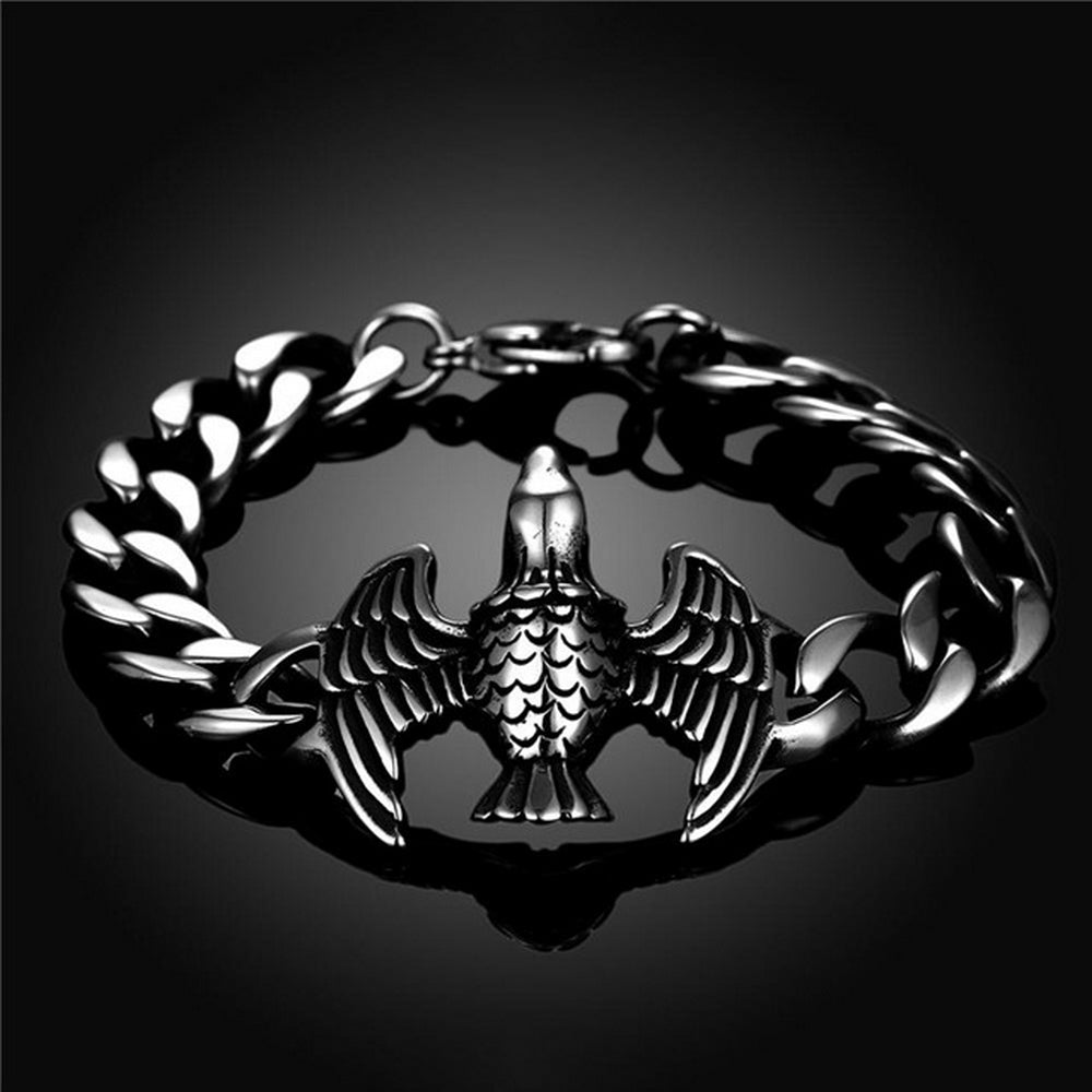 Massives Edelstahl Herren Armband Adler Skull Biker Panzerkette 22cm