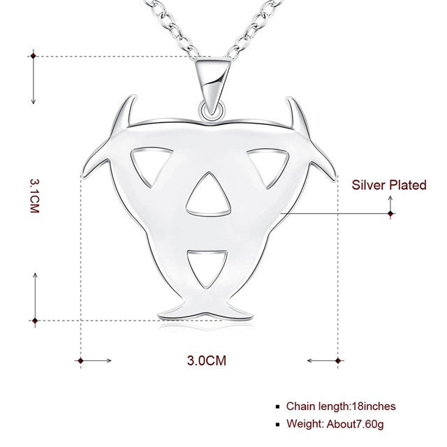 Silver Biohazard Symbol Solid Necklace Unisex Pendant Ø 31mm