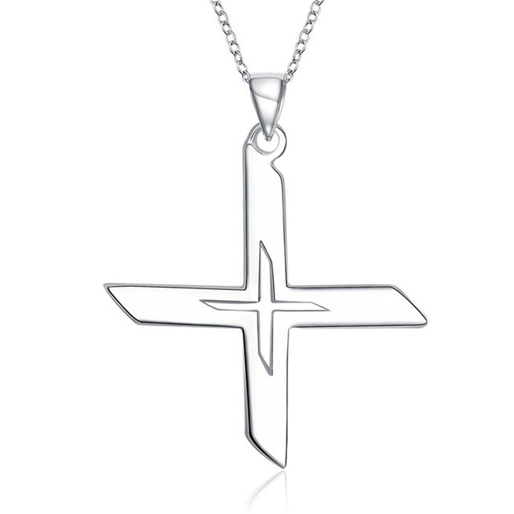 Unisex Silver Ninja Star Massive Necklace X Man Pendant Ø 30mm