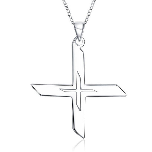 Unisex Silver Ninja Star Massive Necklace X Man Pendant Ø 30mm