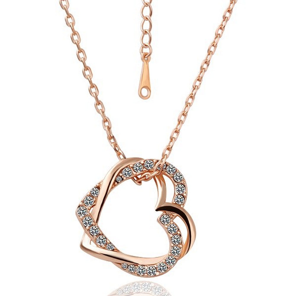 Lau-Fashion heart necklace pendant jewelry zirconia rhinestone gold-plated Ø 25mm
