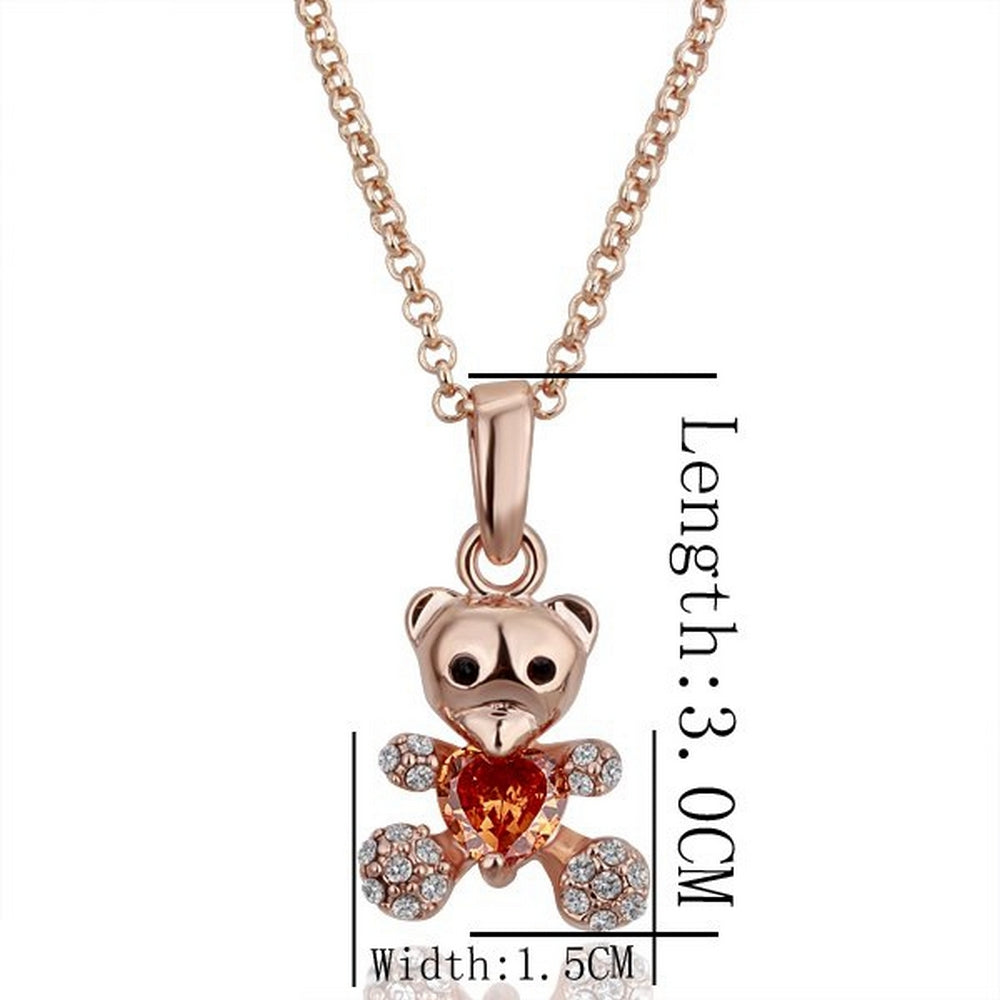 Bear Zirconia Necklace Jewelry Set Rhinestone Emerald Gold Plated Ø 30mm