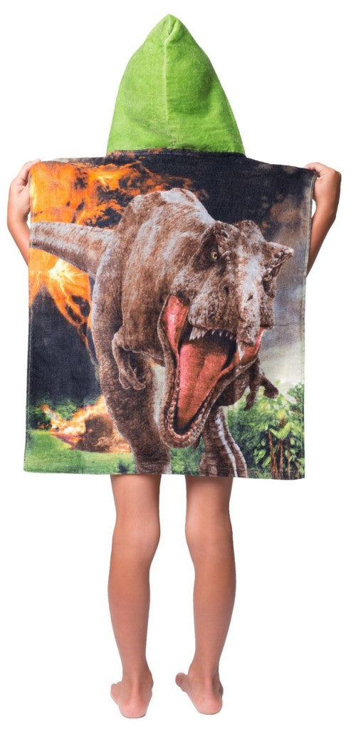Jurassic World Kapuzen Poncho Kinder Badetuch T-Rex Dino Bademantel Strandtuch
