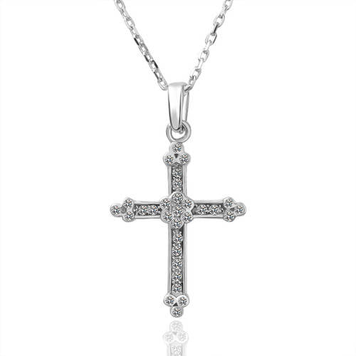 Women's necklace cross zirconia pendant jewelry gold-plated Ø 45mm