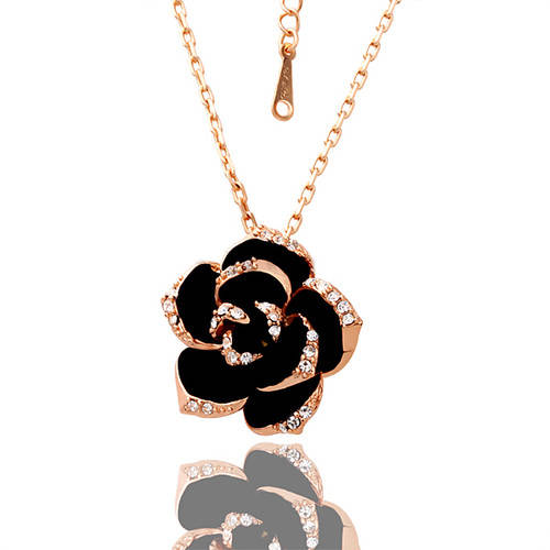 Women's Flower Necklace Zirconia Pendant Jewelry Rhinestone Gold Plated Ø 25mm