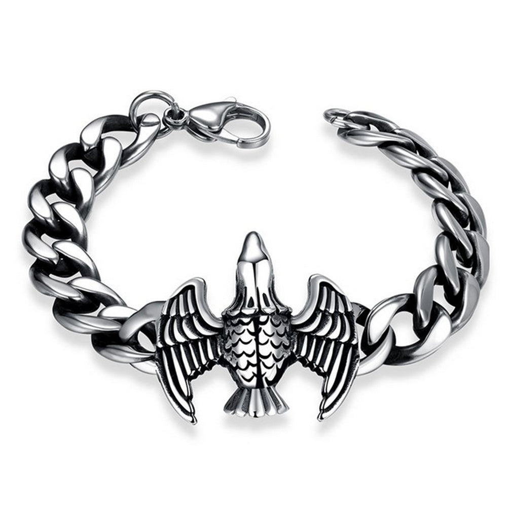 Massives Edelstahl Herren Armband Adler Skull Biker Panzerkette 22cm