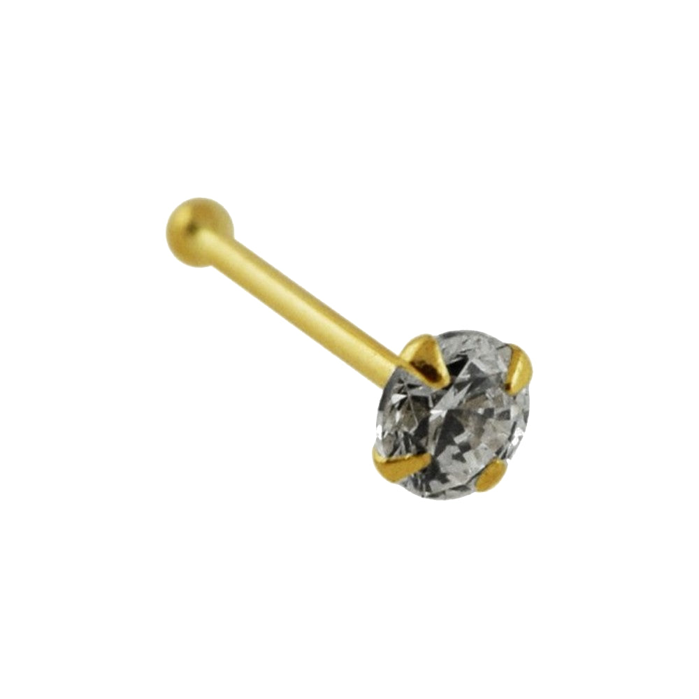 9 Karat 375 Gold Silber Nasen Piercing Stecker Rund Zirkonia Ø 2,5mm