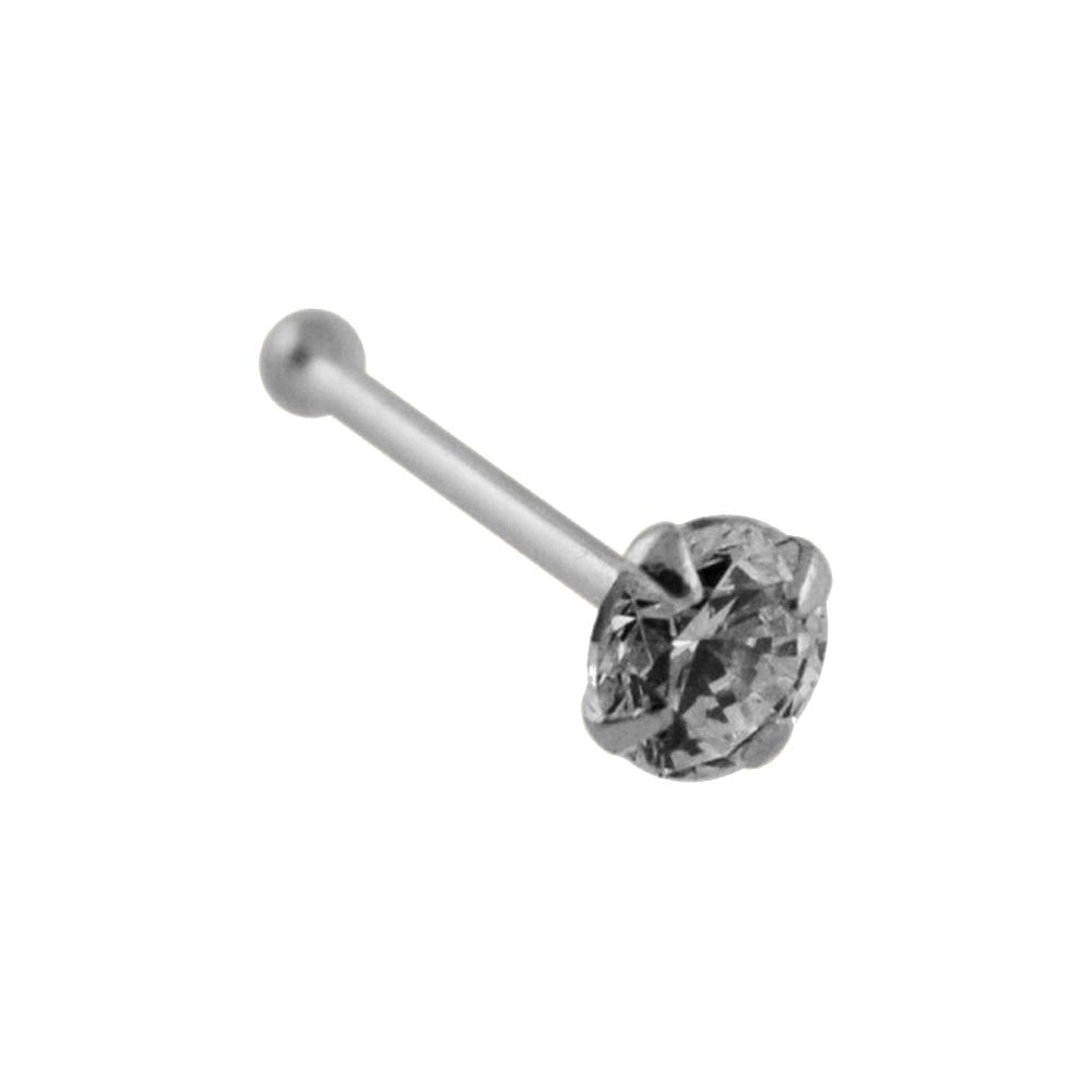 9 Karat 375 Gold Silber Nasen Piercing Stecker Rund Zirkonia Ø 2,5mm