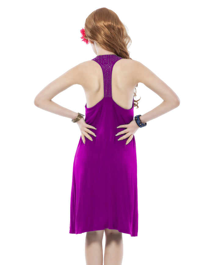 Damen Strandkleid Bademode Lila Pailletten Sommer Minikleid Bikini S/M/L