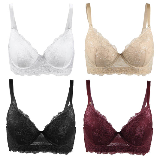 T-shirt bra lace cup bra women's classic push-up lingerie underwire - B4041