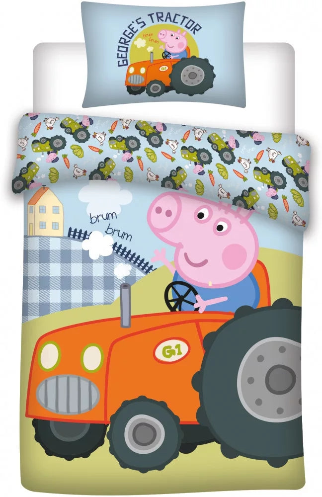 Peppa Pig Tractor Nature Children's Bedding Set Unisex Reversible Bedding - BRM000988