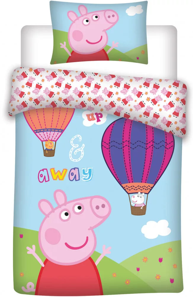 Peppa Pig Wutz Ballonfahrt Fliegen Kinder Bettwäsche Set Mädchen Wendebettwäsche - BRM818530