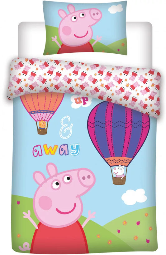 Peppa Pig Balloon Ride Flying Children's Bedding Set Girls Reversible Bedding - BRM818530