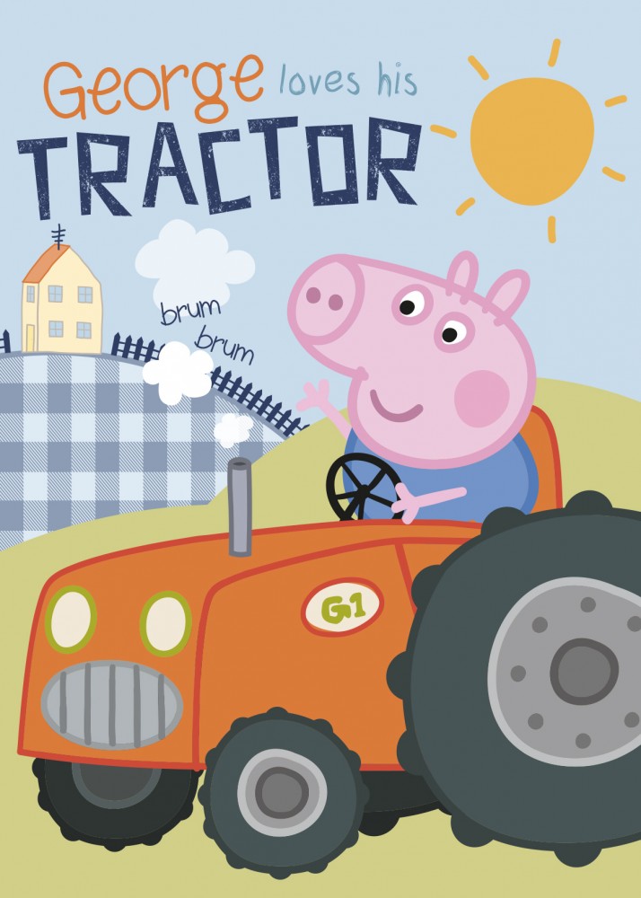 Peppa Wutz George Fleecedecke Kinder Warm Kuscheldecke Traktor 140 x 100cm