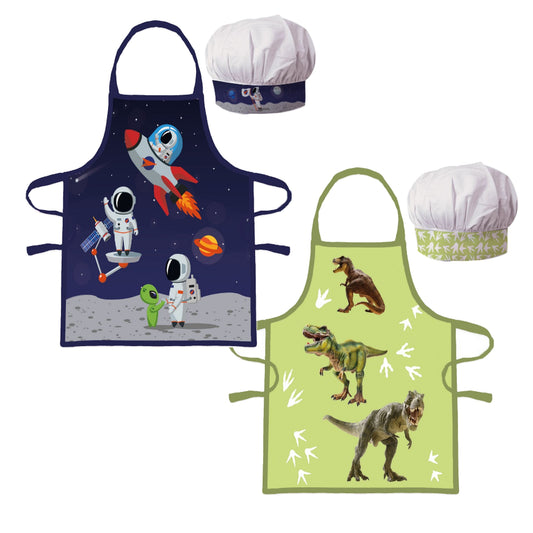 Dinosaur Children's Cooking Apron Boys Kindergarten Rocket School Baking Set