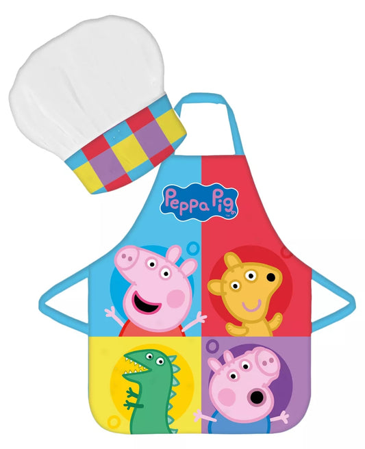 Peppa Pig Wutz children's cooking apron Rainbow painting apron Kindergarten baking set