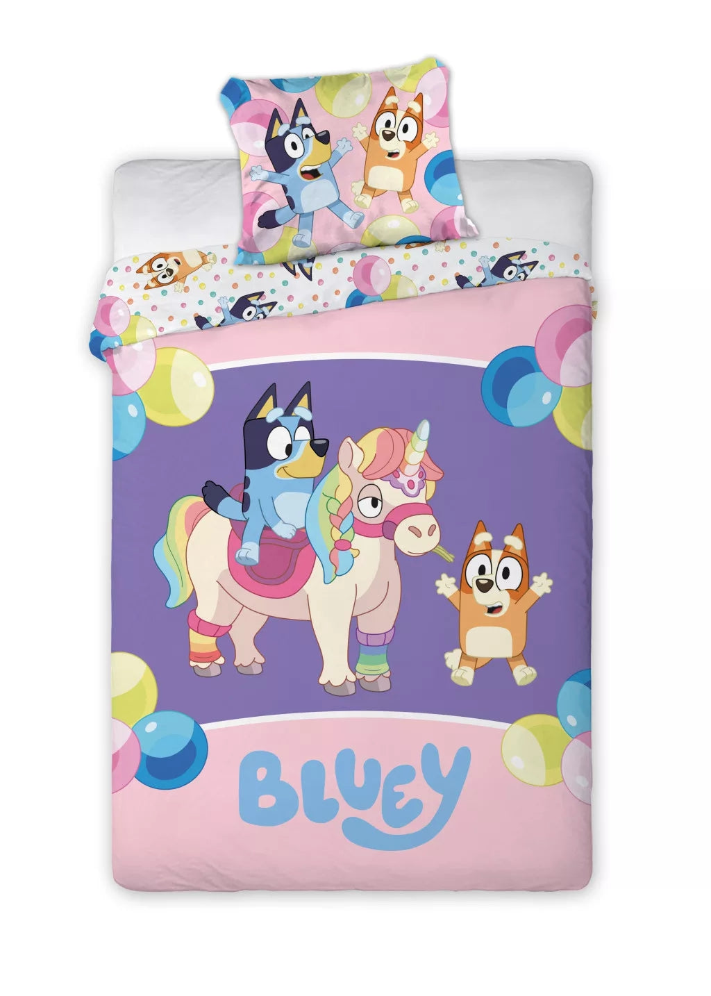 Bluey Party Einhorn Bettwäsche Mädchen 100x135cm Baumwolle Set - BRM022867