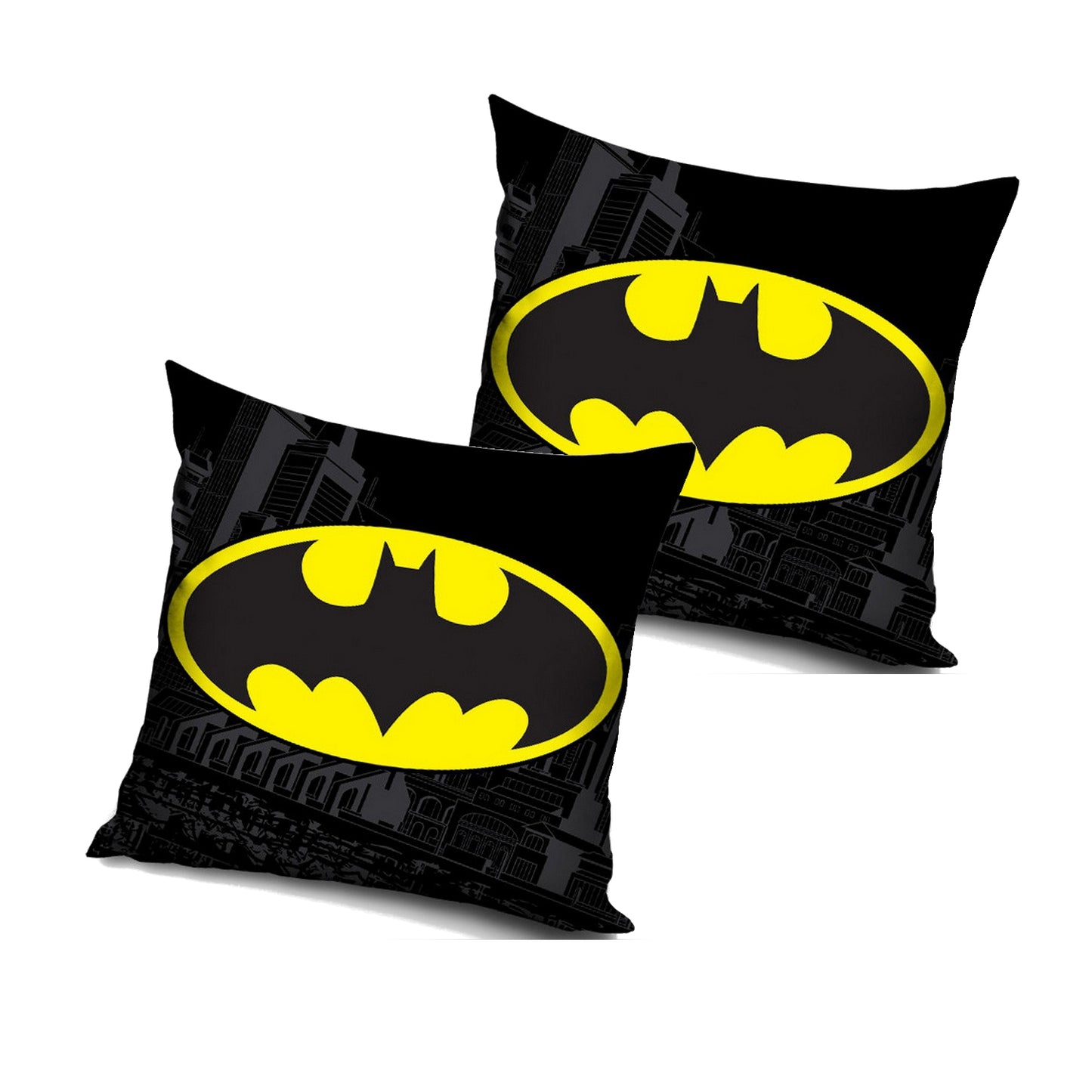 Set of 2 Batman Pillowcases Black Adults Children Bed Sofa Logo 40cm x 40cm