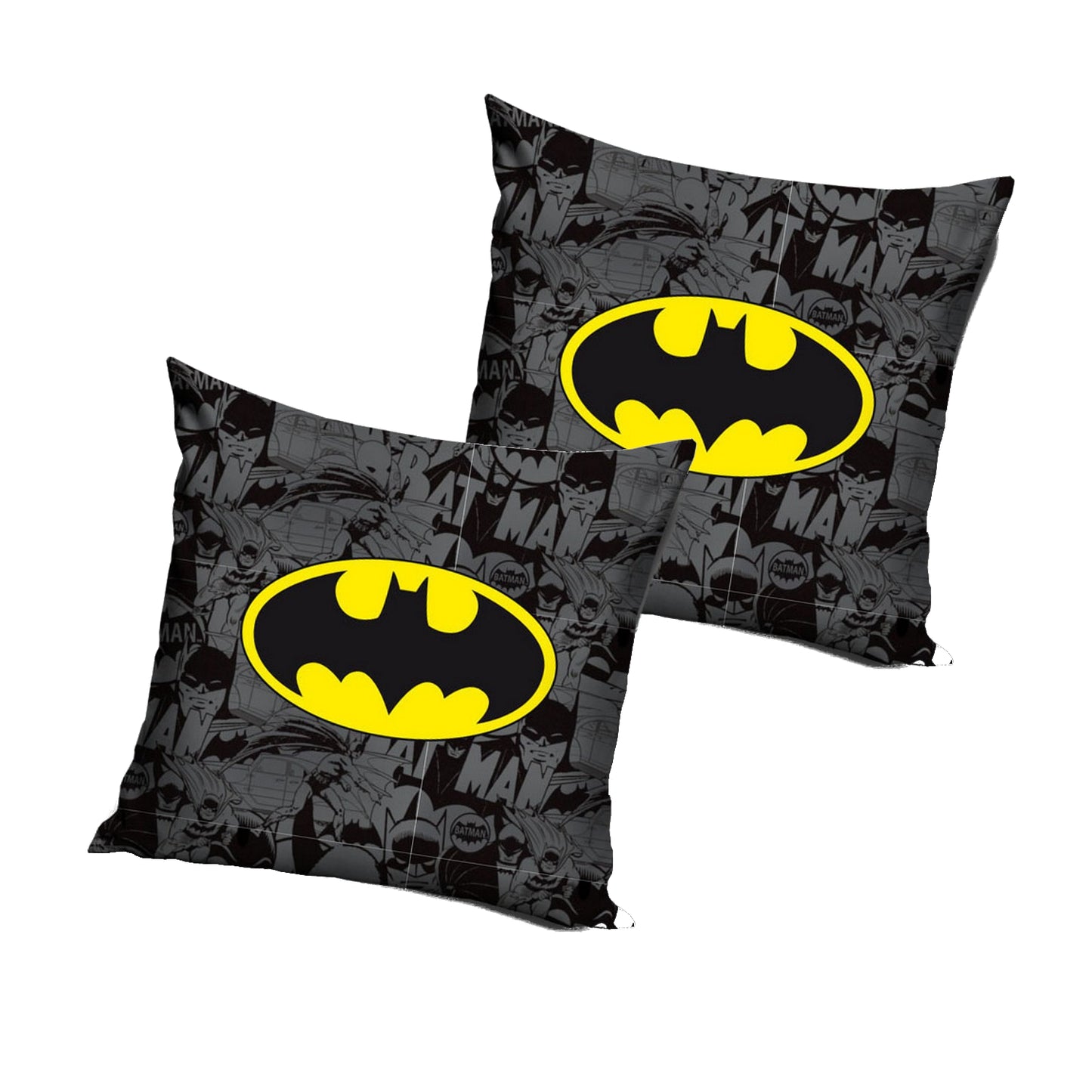 Set of 2 Batman Pillowcases Black Adults Children Bed Sofa Logo 40cm x 40cm