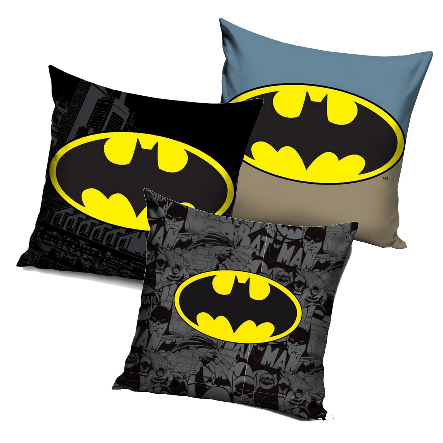 Set of 2 Batman Pillowcases Black Adults Children Bed Sofa Logo 40cm x 40cm