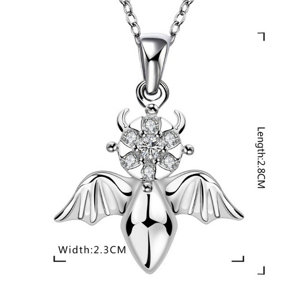 Beetle ladies necklace sculpture silver wings with zirconia pendant Ø 28mm
