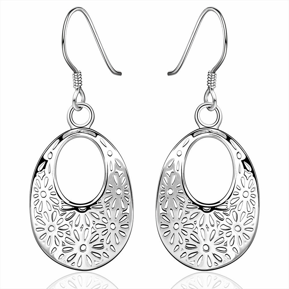 1 Paar Edle Damen Vintage Ohrringe Ohrhänger Blumen Style Silber Schmuck
