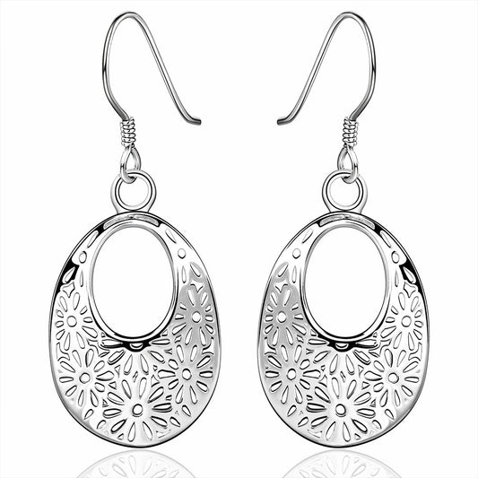 1 pair of elegant women's vintage earrings earrings flower style silver jewelry