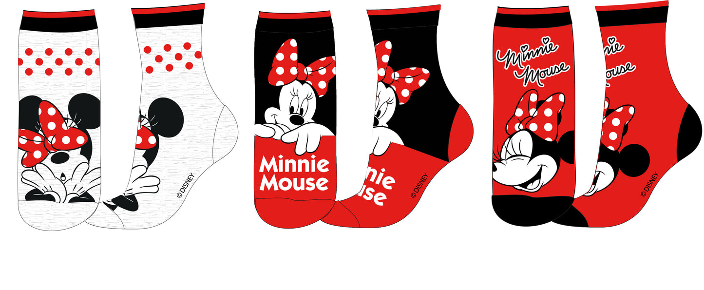 3-pack set Disney Minnie Mouse children's socks stockings socks quarter 23-34
