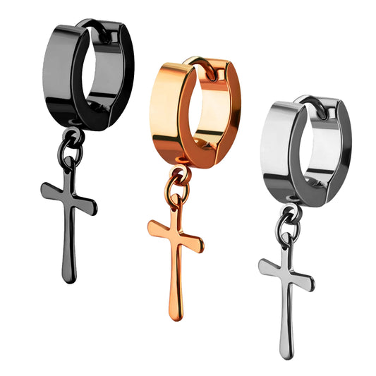 1 piece Creole Cross Pendant Unisex Helix Huggie Gothic Clips Ø 29mm