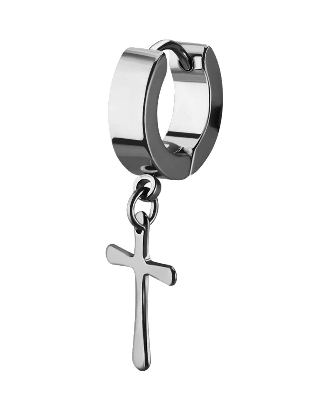 1 Stück Creole Kreuz Anhänger Unisex Helix Huggie Gothic Clips Ø 29mm